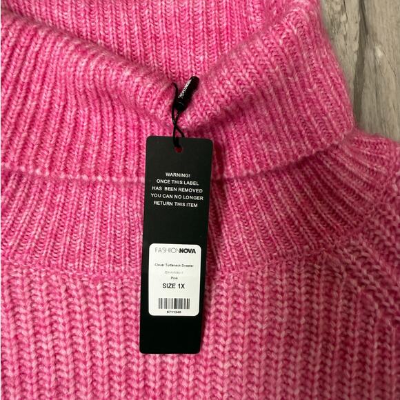 Fashion Nova NWT Clover Pink Chunky Knit Turtleneck Sweater Women’s 1X - Picture 6 of 12